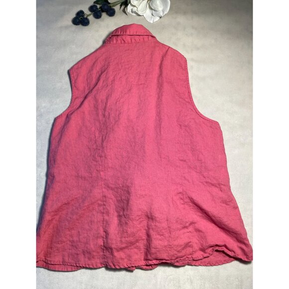Jones New York Signature Womens Pink Linen Sleeveless Blouse XL Cottagecore - Picture 2 of 7